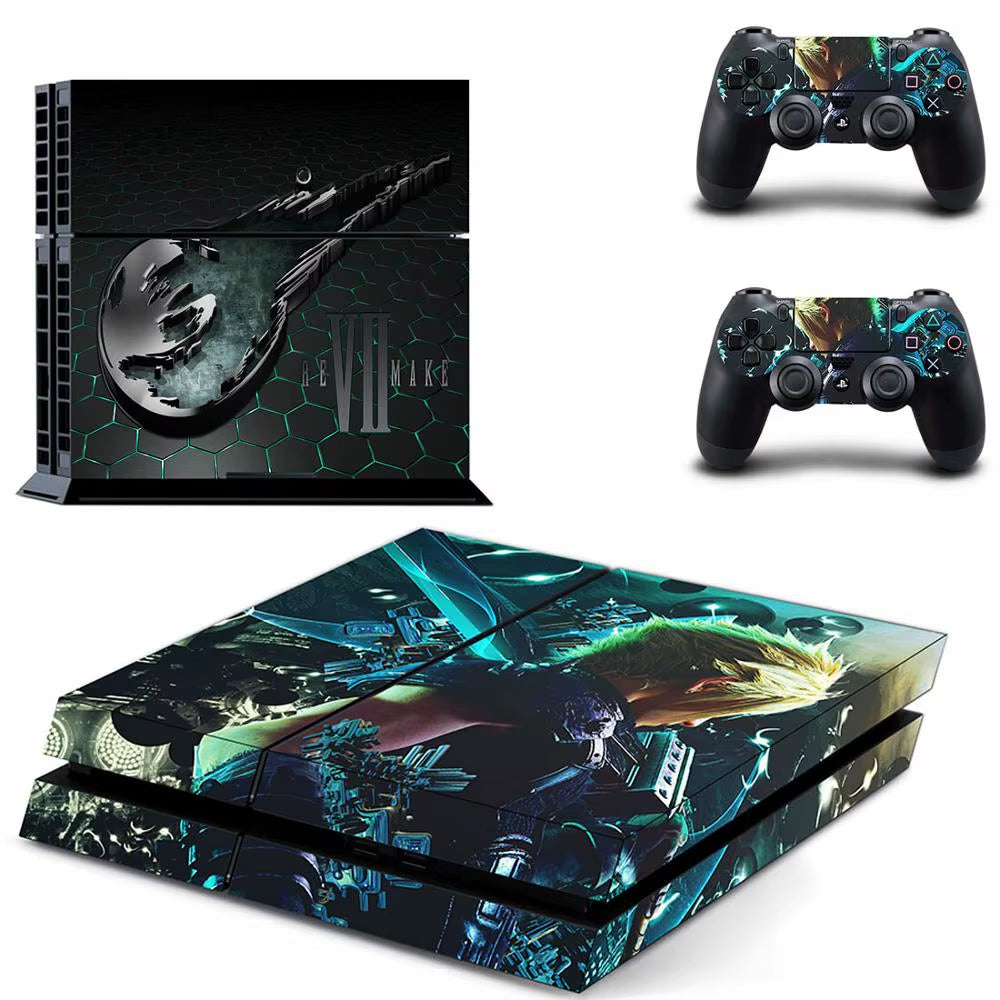 🔥 Final Fantasy 7 PS4 Skin – Epischer Vinyl-Aufkleber für Konsole & Controller 🎮