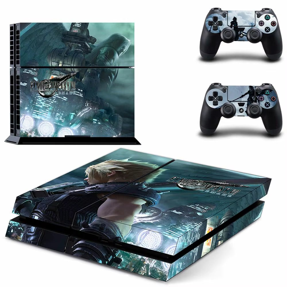 🔥 Final Fantasy 7 PS4 Skin – Epischer Vinyl-Aufkleber für Konsole & Controller 🎮