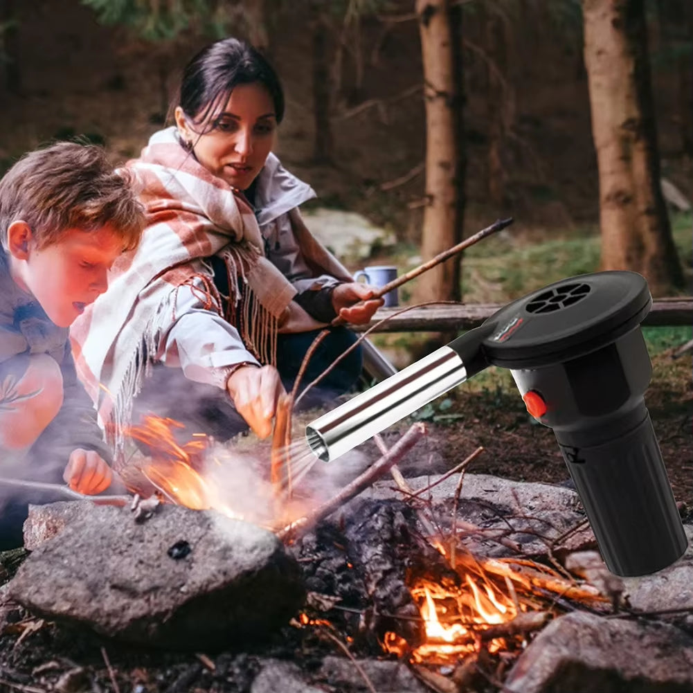 Elektrischer BBQ-Grillgebläse – Handlicher Holzkohle-Anzünder mit Aluminiumgehäuse, Grill-Luftgebläse für Camping und Picknick