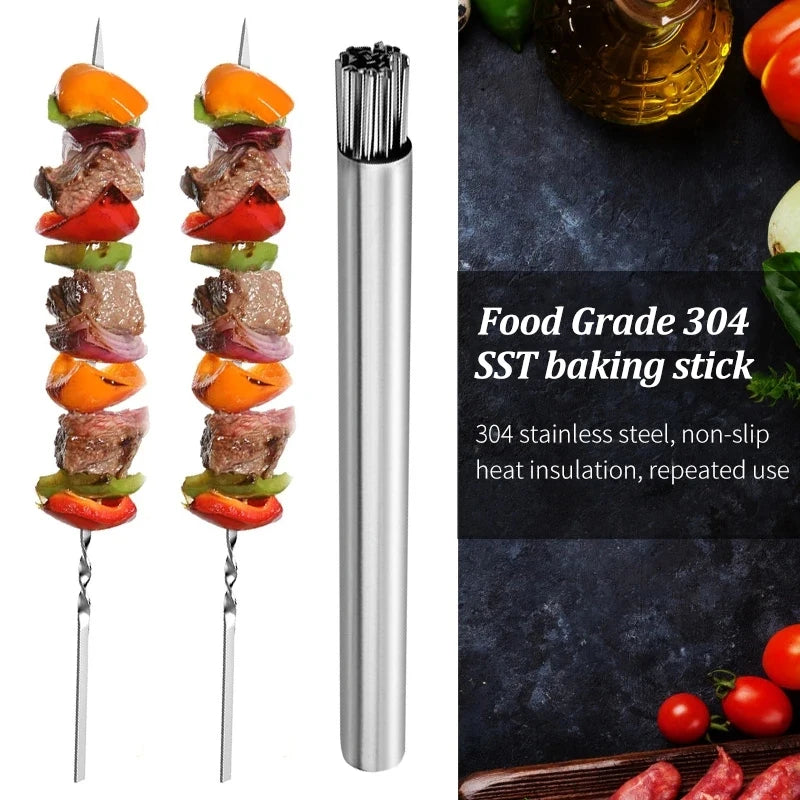 10/20 Stück Flache Edelstahl Grillspieße – Wiederverwendbare BBQ-Spieße für Fleisch & Gemüse | Ideal für Camping & Party