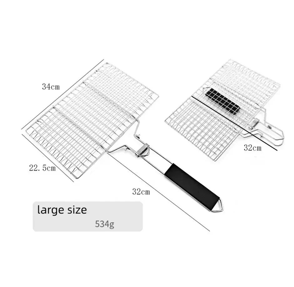 Edelstahl BBQ Grillkorb mit Antihaft-Gitter – Perfekt für Fleisch, Gemüse & Steak | Wiederverwendbare Grillmatte