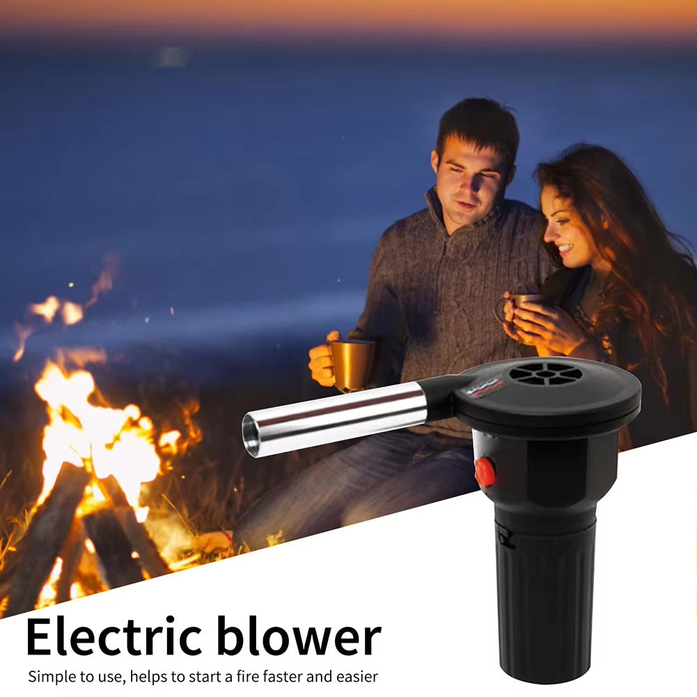 Elektrischer BBQ-Grillgebläse – Handlicher Holzkohle-Anzünder mit Aluminiumgehäuse, Grill-Luftgebläse für Camping und Picknick