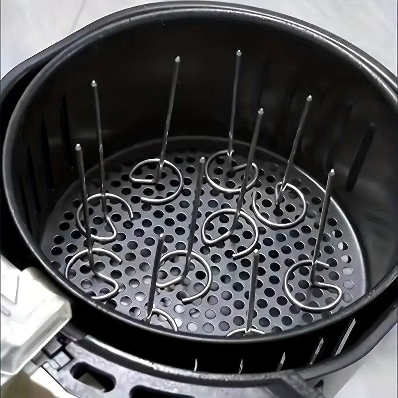 10 Stück Edelstahl-Spieße für Air Fryer – Vertikale Grillspieße für Fleisch & Gemüse | Zubehör für Heißluftfritteuse