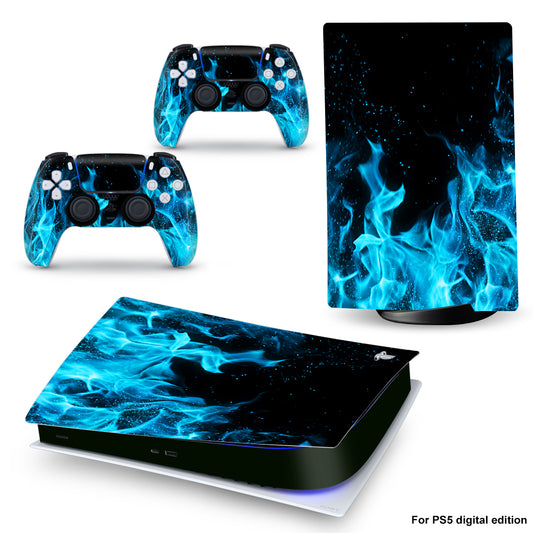 🔥 Premium Vinyl Sticker für PS5 Digital Edition – Blue Fire Design 🎮