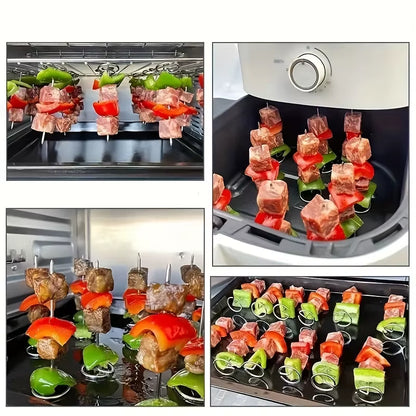 10 Stück Edelstahl-Spieße für Air Fryer – Vertikale Grillspieße für Fleisch & Gemüse | Zubehör für Heißluftfritteuse