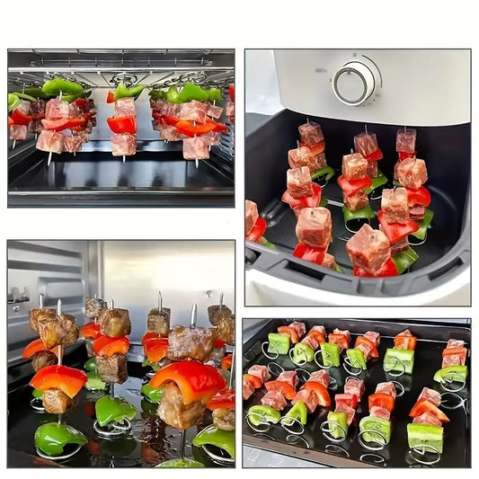 10 Stück Edelstahl-Spieße für Air Fryer – Vertikale Grillspieße für Fleisch & Gemüse | Zubehör für Heißluftfritteuse