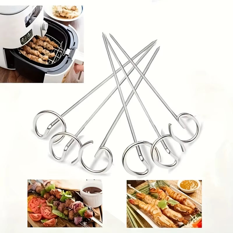 10 Stück Edelstahl-Spieße für Air Fryer – Vertikale Grillspieße für Fleisch & Gemüse | Zubehör für Heißluftfritteuse
