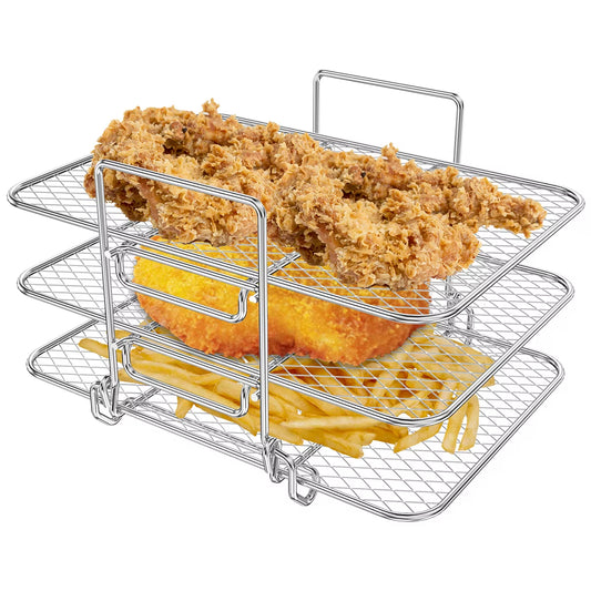 Air Fryer Rack for Ninja Air Fryer Multi-Layer Double Basket Air Fryer Accessories 304 Stainless Steel Grilling Rack Cooking