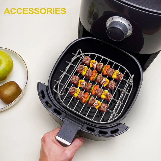Doppelschichtiges Airfryer-Gestell – Rostfreier Edelstahl-Grillrost für Heißluftfritteusen, Mehrzweck-Zubehör