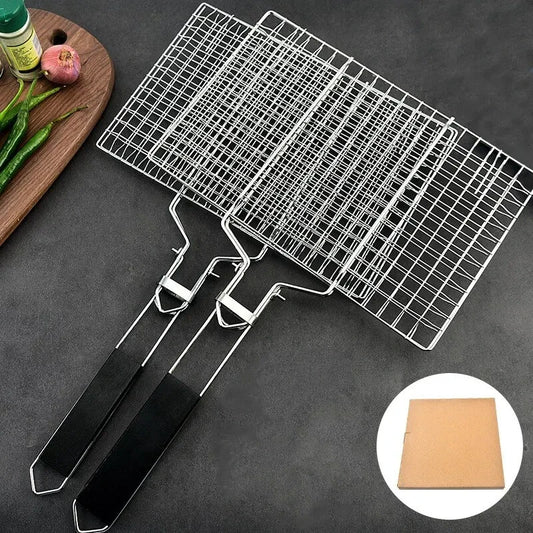 Edelstahl BBQ Grillkorb mit Antihaft-Gitter – Perfekt für Fleisch, Gemüse & Steak | Wiederverwendbare Grillmatte