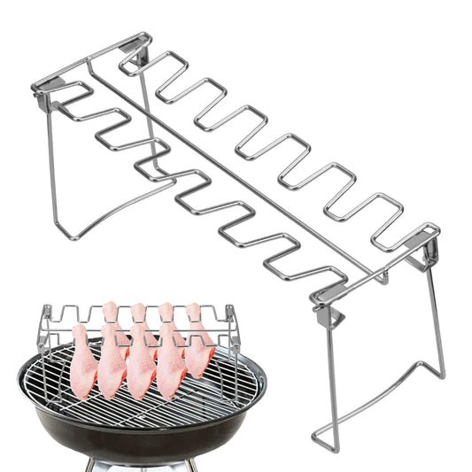 Antihaft BBQ Hähnchenschenkel-Halter – Edelstahl Grillgestell für 12 Keulen | Perfekt für Backofen & Grill
