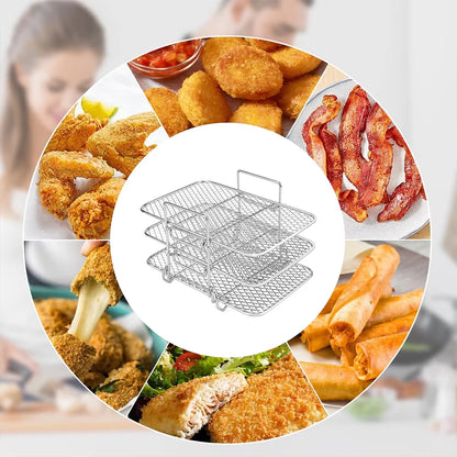 Air Fryer Rack for Ninja Air Fryer Multi-Layer Double Basket Air Fryer Accessories 304 Stainless Steel Grilling Rack Cooking