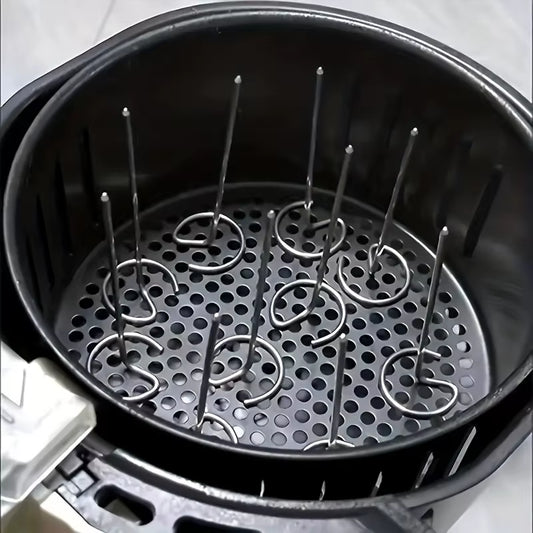 10 Stück Edelstahl-Spieße für Air Fryer – Vertikale Grillspieße für Fleisch & Gemüse | Zubehör für Heißluftfritteuse