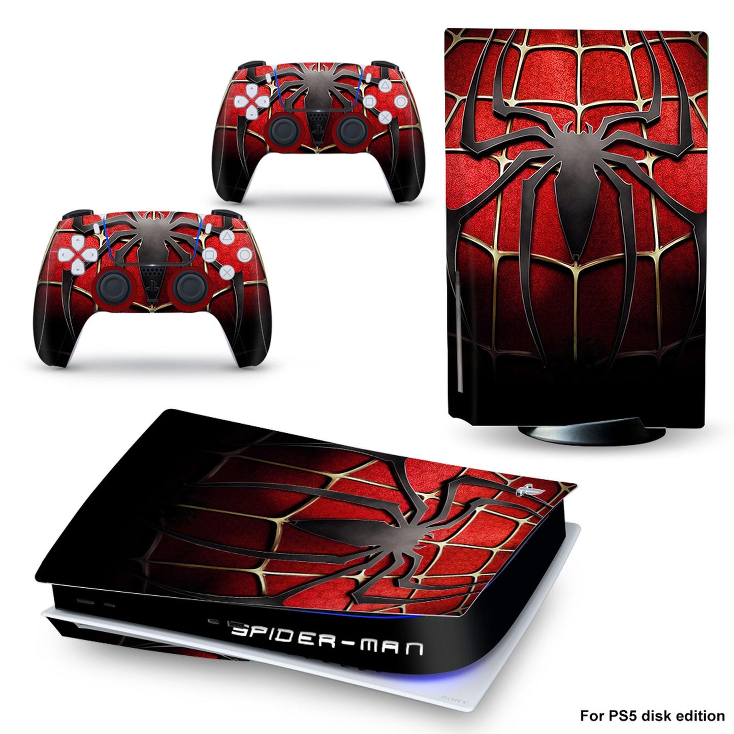 Spider-Man – Vinyl Skin für PS5 Disk Edition | Klassischer Rot-Schwarz Look für Superhelden-Fans 🕸️