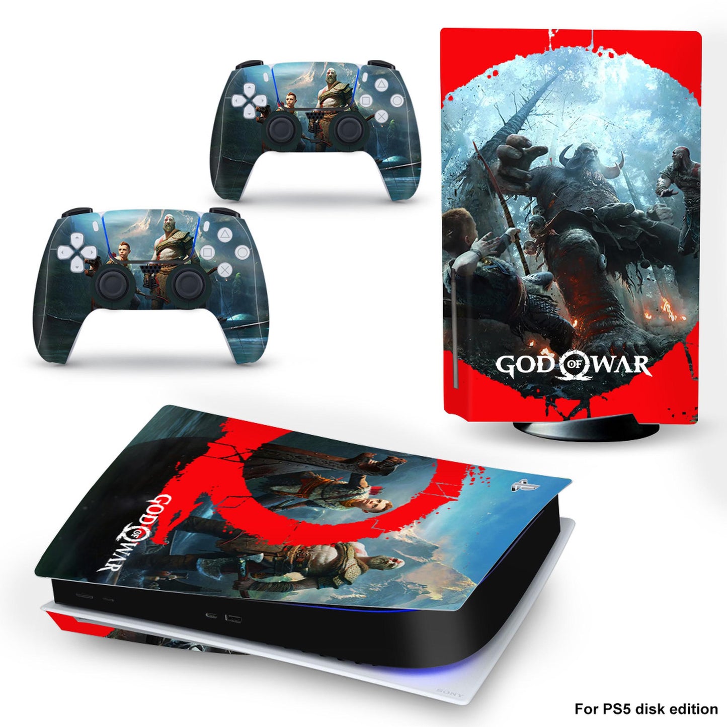 God of War – Vinyl Skin für PS5 Disk Edition | Kratos & Atreus im Kampfmodus ⚔️